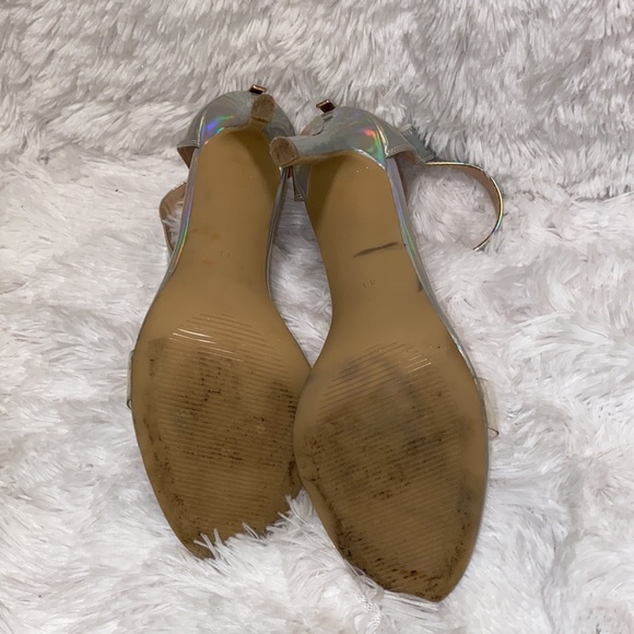 OnlyMaker iridescent silver open toe heels size 41 - Picture 9 of 14